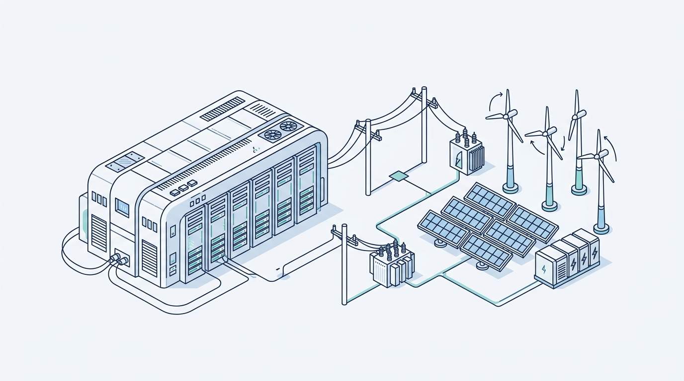 AIデータセンターと発電インフラの構成概念図