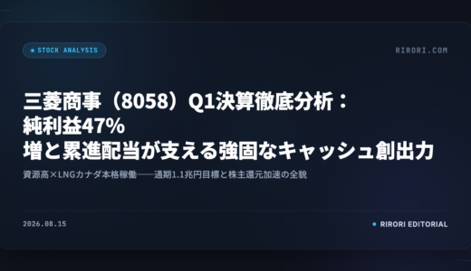 【2026/08/15】三菱商事（8058）Q1決算徹底分析：純利益47%増と累進配当が支える強固なキャッシュ創出力